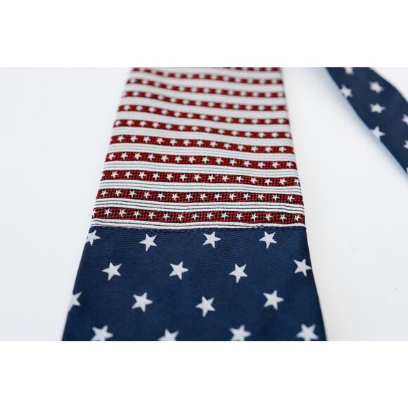 VTG 90s Tommy Hilfiger Stars Stripes Silk Tie Preppy Business Americana Grandpa - Picture 5 of 15